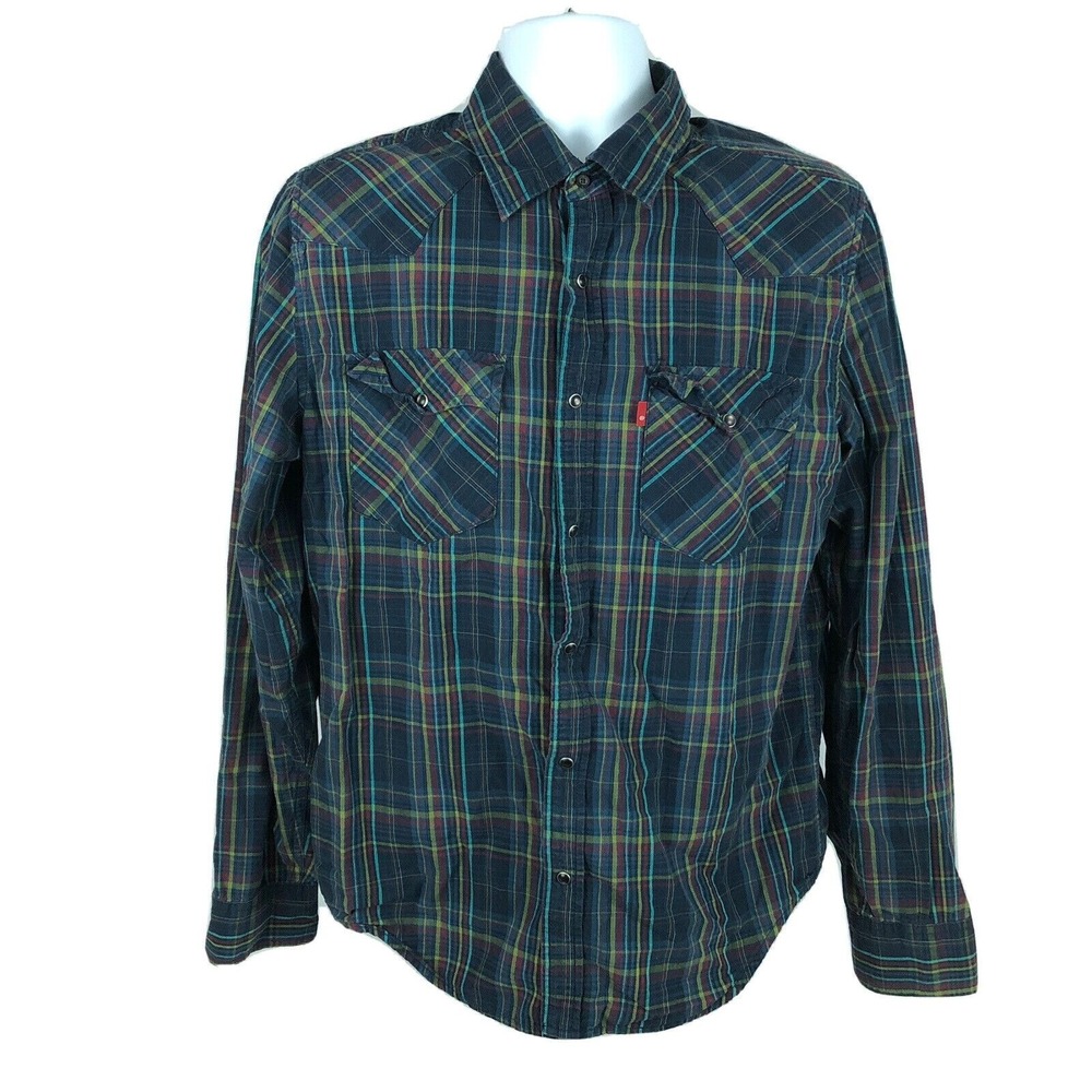 Levi's Authentic Jeanswear Vintage Pearl Snap Western Shirt Rodeo Cowboy Large